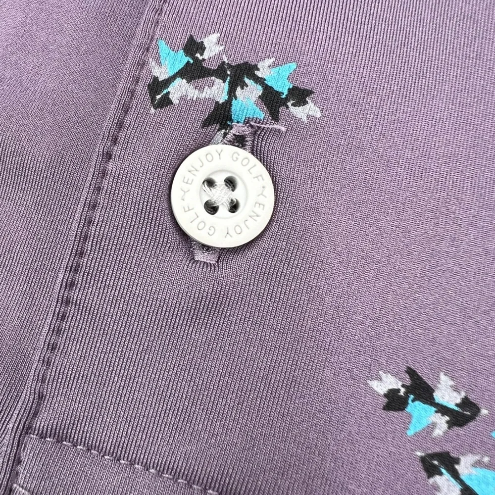 Puma Mattr Foliage Golf Polo Shirt Men 2XL Purple Leaves AOP Stretch Performance